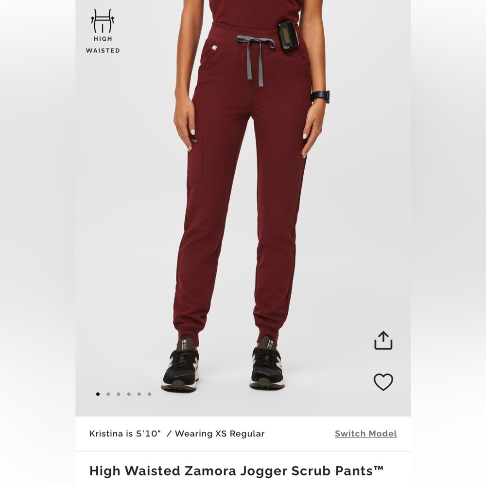 Figs XS Burgundy Zamora High waisted Jogger Scrub Pants